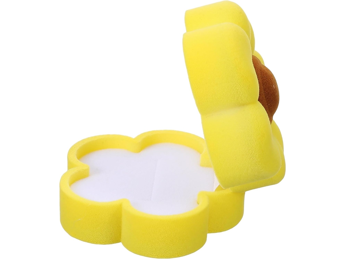 Joyería Terciopelo Amarillo Diseño Floral Elegante Organizador Anillos Joyas Ideal Guardar Regalos Compromiso