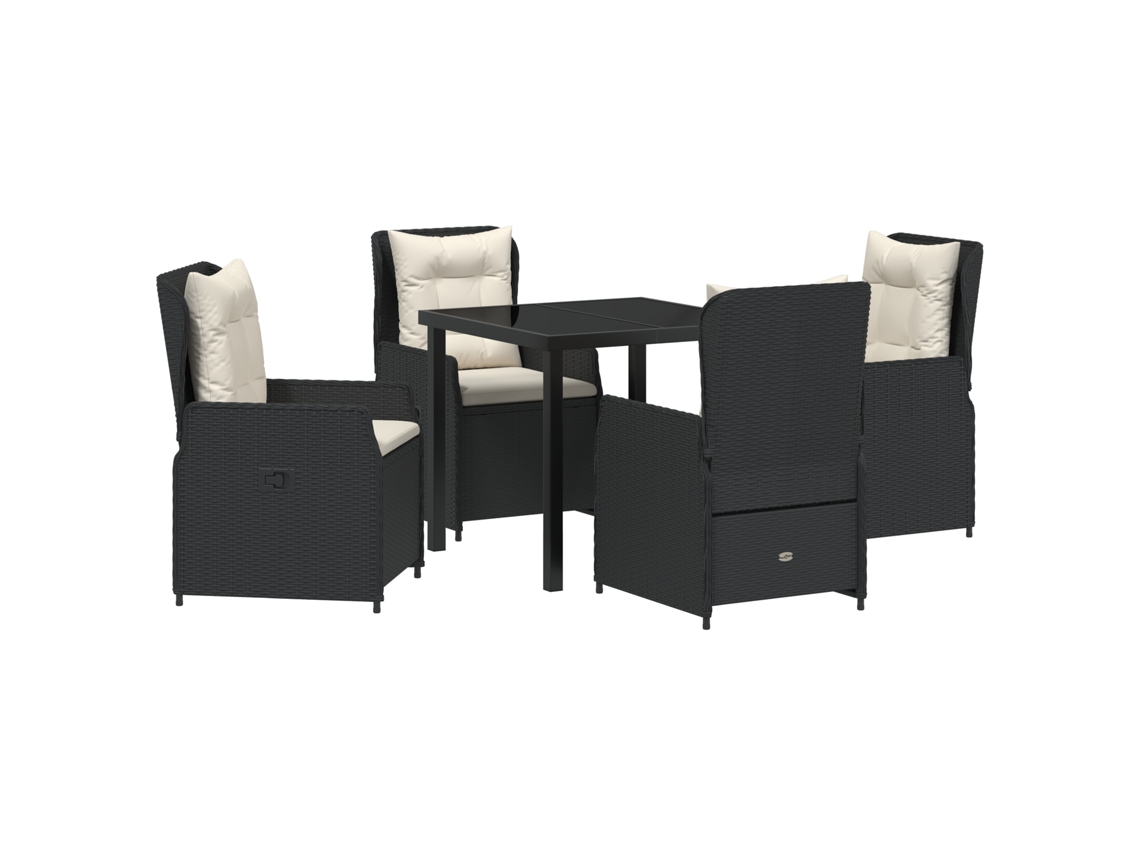 Conjunto de comedor de jardín Vidaxl de 5 piezas con ratán negro
