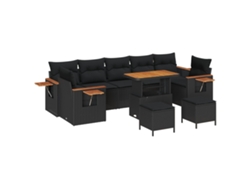Maison Exclusive - Conjunto De Sofás De Jardín 13 Pcs Negro Ratán Sintético