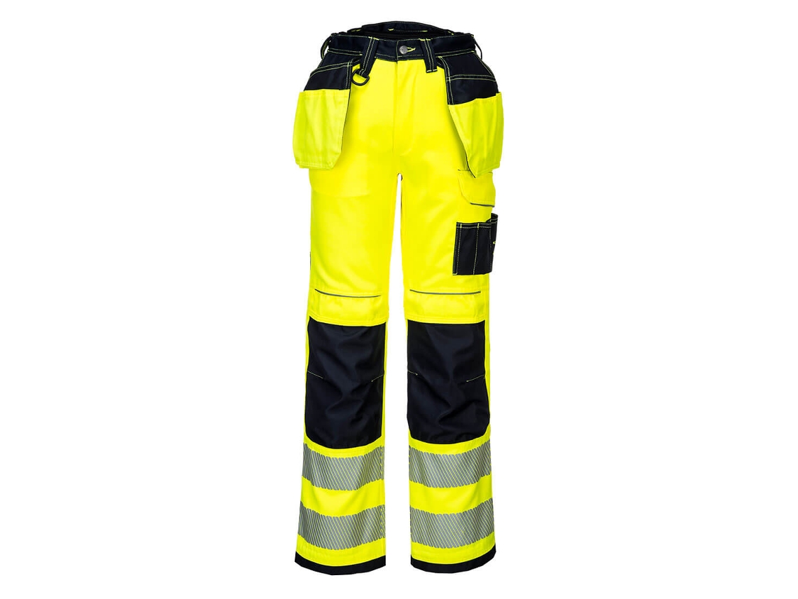 Pantalón Elástico De Alta Visibilidad Pw3 Con Bolsillos De Pistolera Amarillo Negro / 32