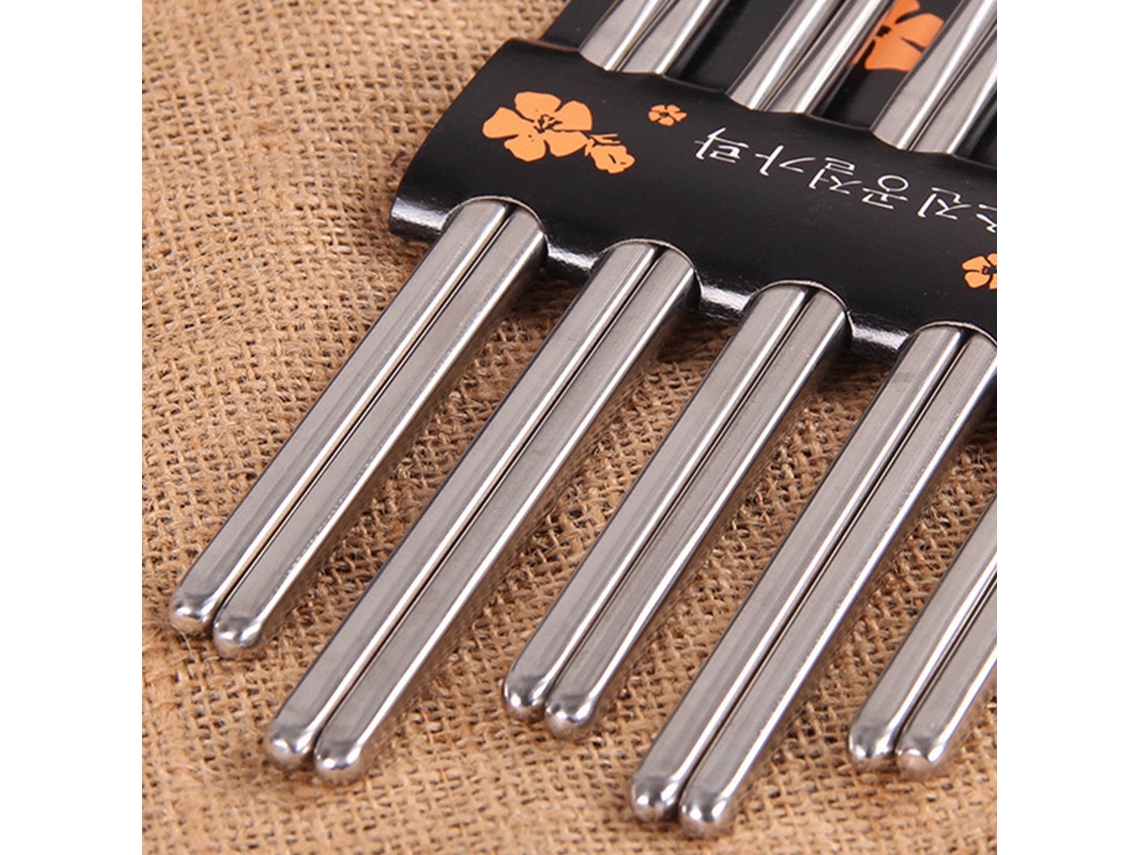 5 Pares De Palillos De Acero Inoxidable