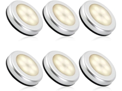 Rebe-detector De Movimiento Interior Con Luz Nocturna Led, Baterías, Encendido/apagado Automático, Adhesivo 3m (6 Unidades, Blanco Cálido)