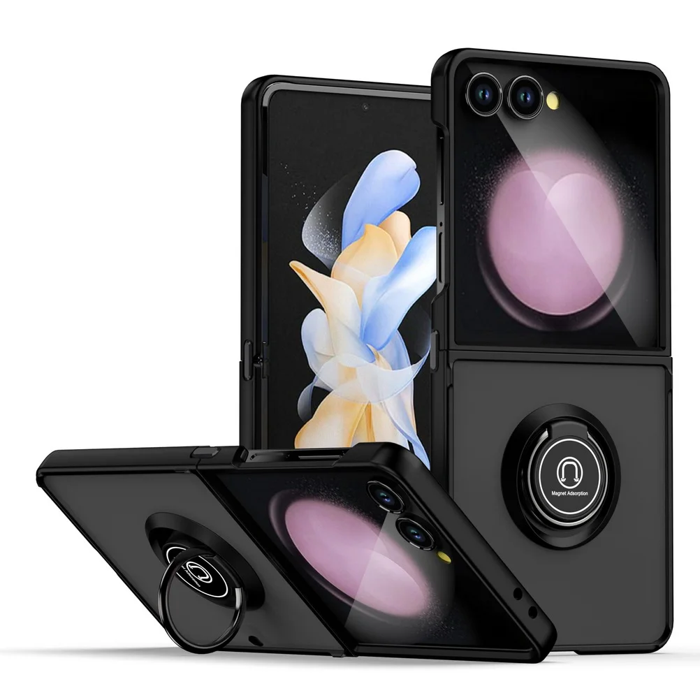 (negro, Galaxy Z Flip4) Funda Magnética Para Teléfono Con Soporte De Anillo Giratorio, Resistente A Caídas.
