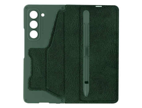 Funda para Samsung Galaxy Z Fold 5 Tarjetero Soporte Vídeo Efecto Carbono Verde AVIZAR