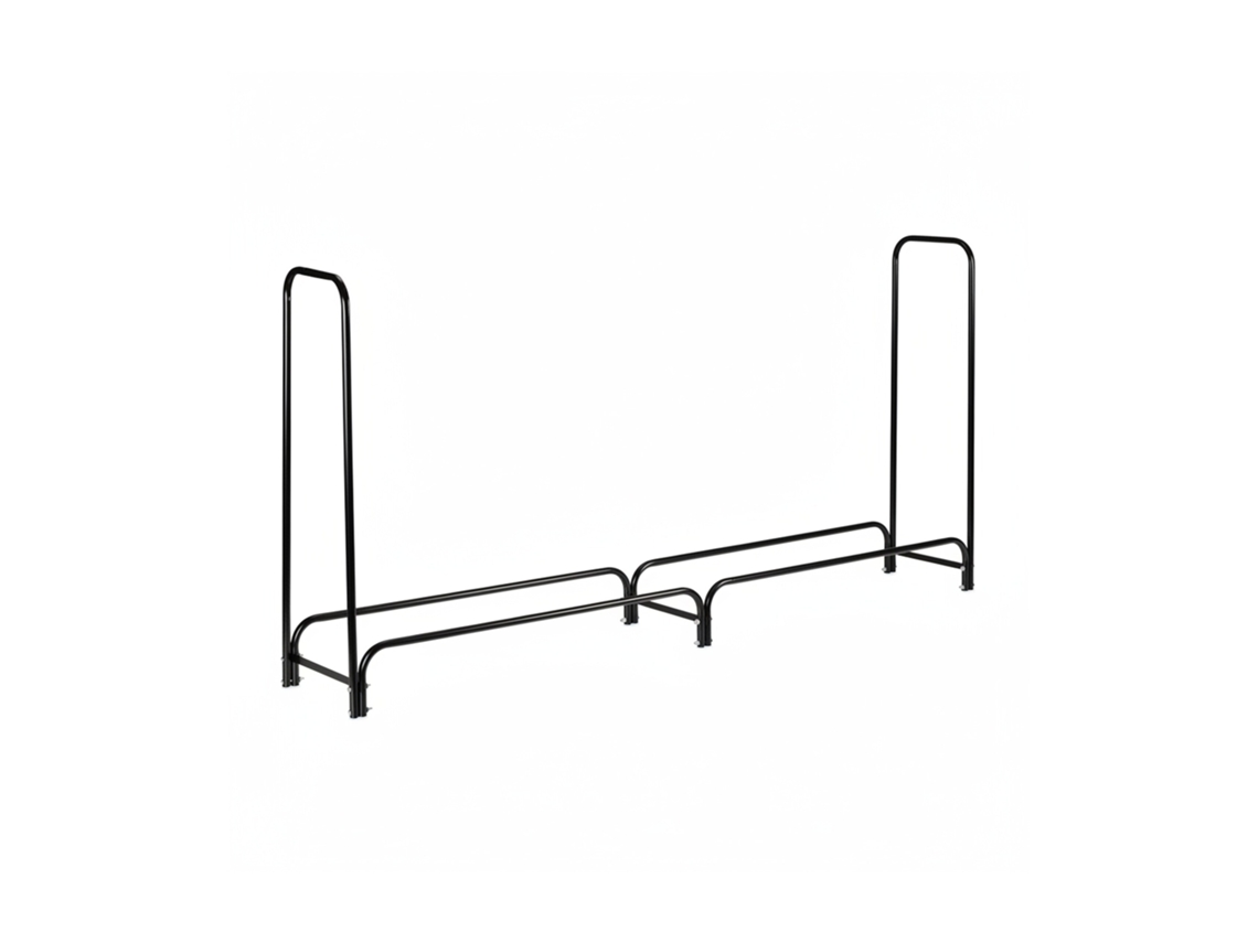Relaxdays Leñero Exterior, Leñera Interior, Acero, 122 X 245 X 40 Cm, Negro