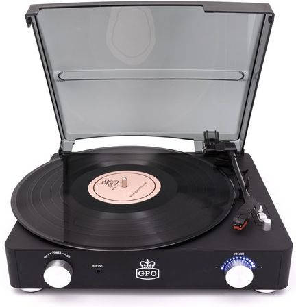 Gpo Stylo Ii reproductor de vinilos retro con altavoces incorporados negro tocadiscos