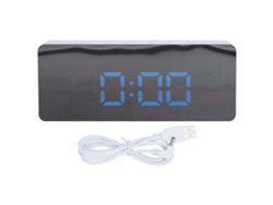 Reloj digital con espejo LED y función de repetición para dormitorio, sala de estar u oficina, blanco en forma de concha (ts S69 B)