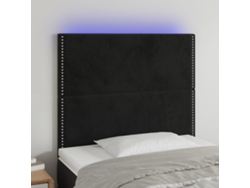 Cabecero Con Luces Led Terciopelo Negro 80x5x118/128 Cm