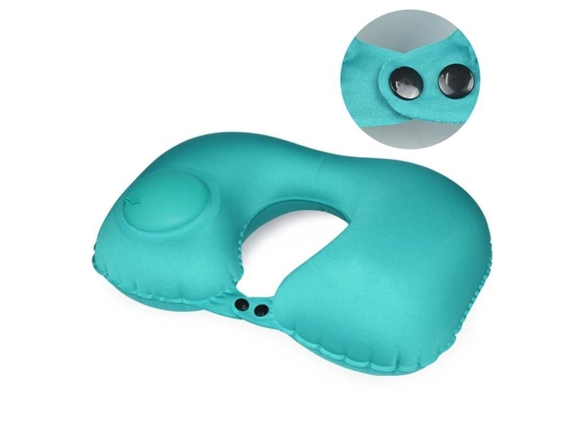 Almofada De Viagem Inflável Que Oferece Suporte Ao Pescoço, Queixo E Cabeça, Com Bolsa De Armazenamento Incluída. (azul)*