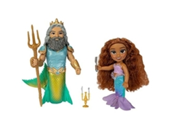 Caja con 2 muñecos Disney La Sirenita Ariel y Tritón con accesorios