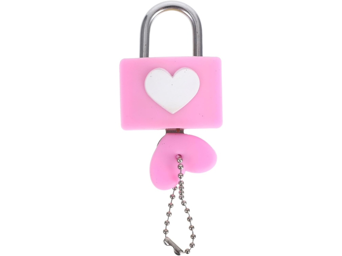 Candado Forma Corazón Metálico Llave, Diseño Romántico
