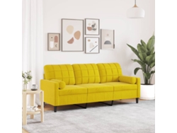 Sofá De 3 Plazas Con Cojines Terciopelo Amarillo 180 Cm