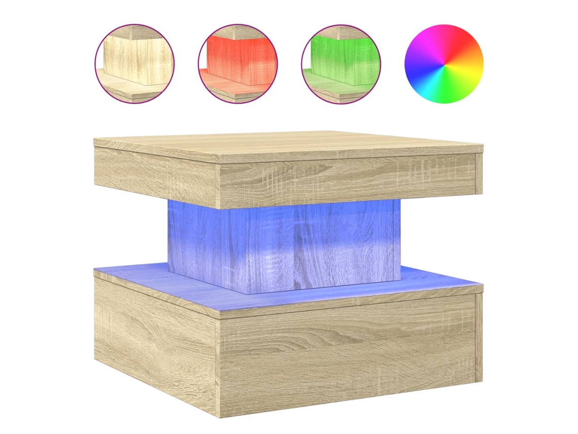 Maison Exclusive - Mesa De Centro Con Luces Led Roble Sonoma 50x50x40 Cm
