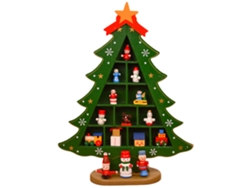 Decoración de mesa con árbol de Navidad de madera.