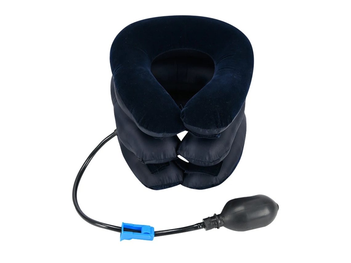 (azul) Cinturón De Soporte De Cuello Inflable Con 3 Tubos De Aire