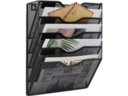 Portadocumentos de pared de 5 niveles, organizador de correo, revistero metálico, negro