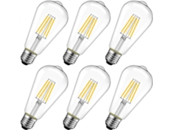 Rebe-bombilla Led Filamento 4w E27 St64 470lm 2700k Blanco Cálido Vintage No Regulable Paquete De 6