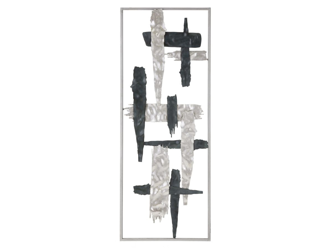 Panel decorativo 3D abstracto de metal plateado, 28,6 x 2,5 x 74,3 cm, Mauro Ferretti