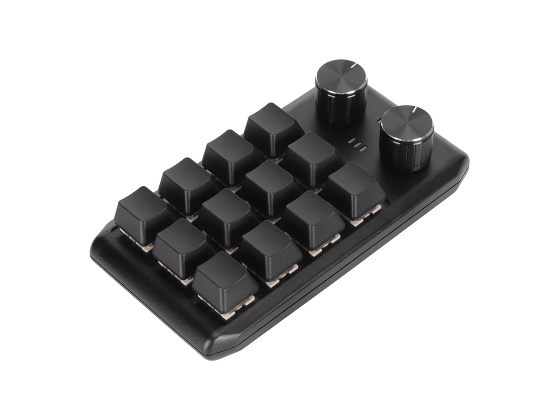 Mini Teclado Personalizado Mecânico Com 12 Teclas E 2 Botões Rotativos Programáveis Chave Vermelha Para Jogos E Multimídia