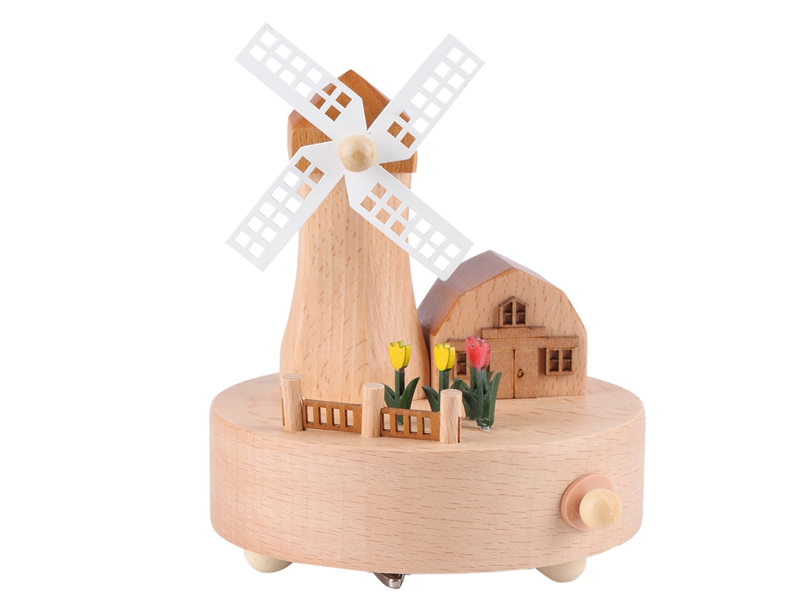 Caja de música de madera de color claro para decoración del hogar, regalo de cumpleaños.