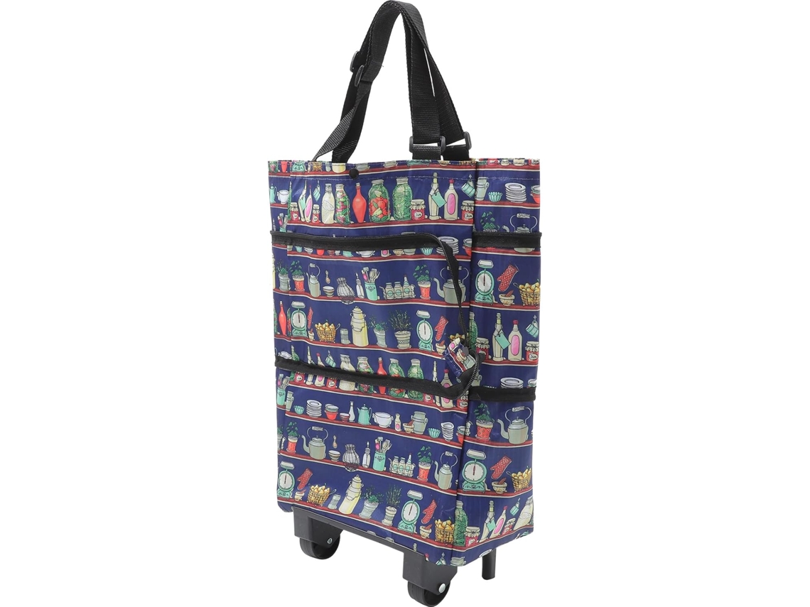 Bolsa De Compras Nuobesty Para Carrito Plegable, Bolsa Con Ruedas Y Asa Retráctil