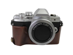 Estuche de cuero sintético compatible con cámara Olympus OM DE M10 Mark III con apertura inferior para batería