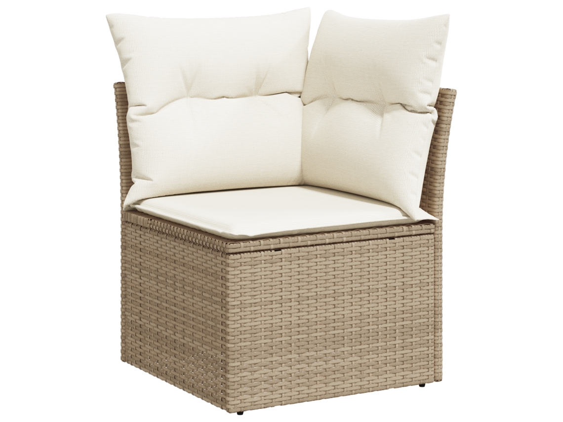Conjunto 10 De Sofá De Jardín Vidaxl Con Cojines Beige Poliratán Acacia