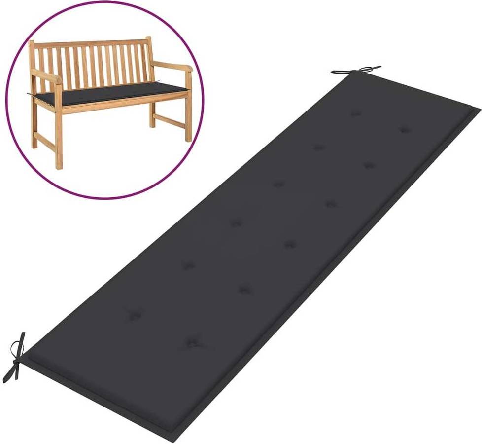 Para El Banco de vidaxl color antracita 180 50 3 cm 180x50x4 tela 4 almohadilla silla tumbona patio terraza exteriores