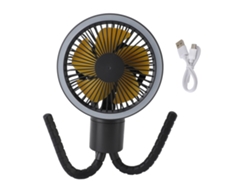 Ventilador Portátil Para Cochecito, Trípode Flexible, Con Clip, Recargable Por Usb Con Luz Led.