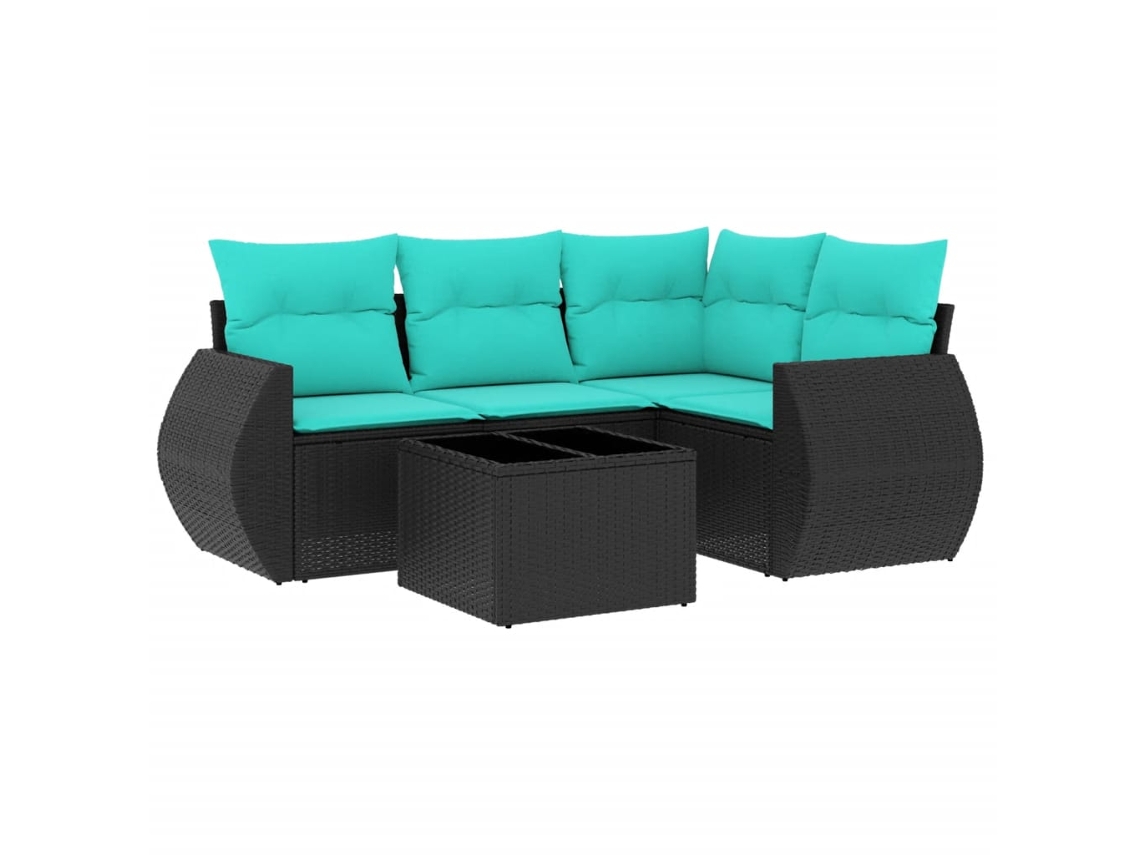 Maison Exclusive - Conjunto De Sofá De Jardín De 5 Piezas Con Cojines, De Poliratán Negro