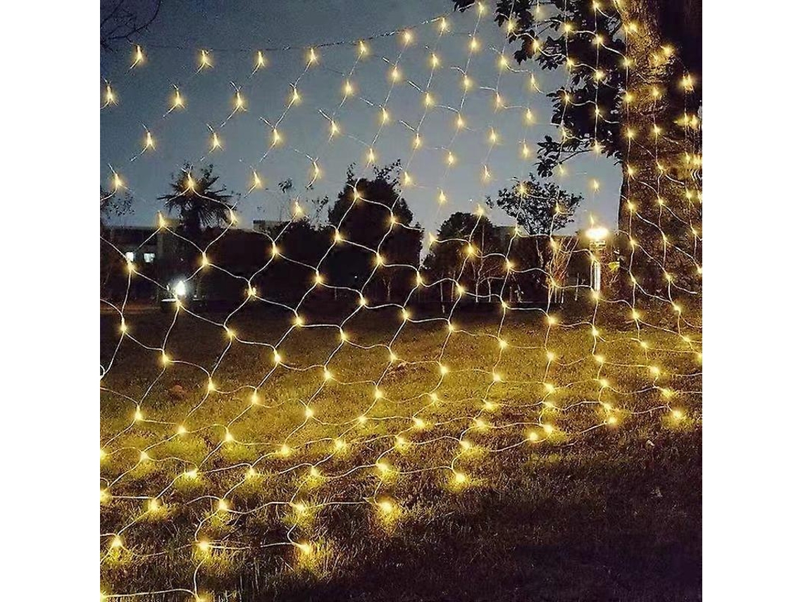 Rebe-luces De Red Led 200 Unidades 3mx2m 8 Modos Energéticos Impermeables Blanco Cálido