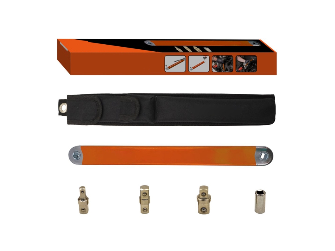 Juego De Llaves De Extensión Acodadas De 3/8", Multifuncionales, Con Trinquete Largo, Universales, De Acero De Alto Carbono, Color Naranja.