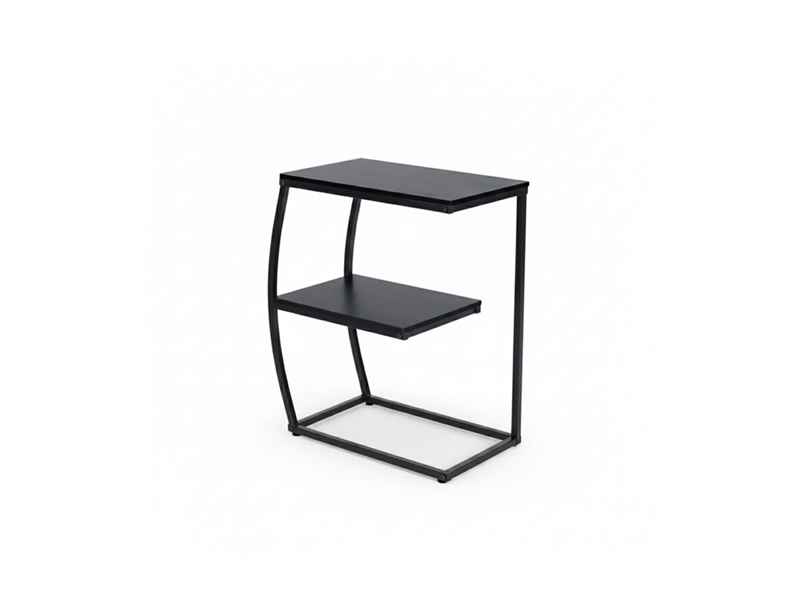 Mesa Auxiliar Relaxdays, C, 2 Estantes, H X A X F 57,5 X 47,5 X 25 Cm, Mesa Para Sofá Y Cama, Metal Y Mdf, Negro