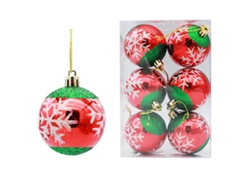 6 Bolas Navideñas de Plástico con Purpurina 6cm, Decoración Navideña NEVEANCE