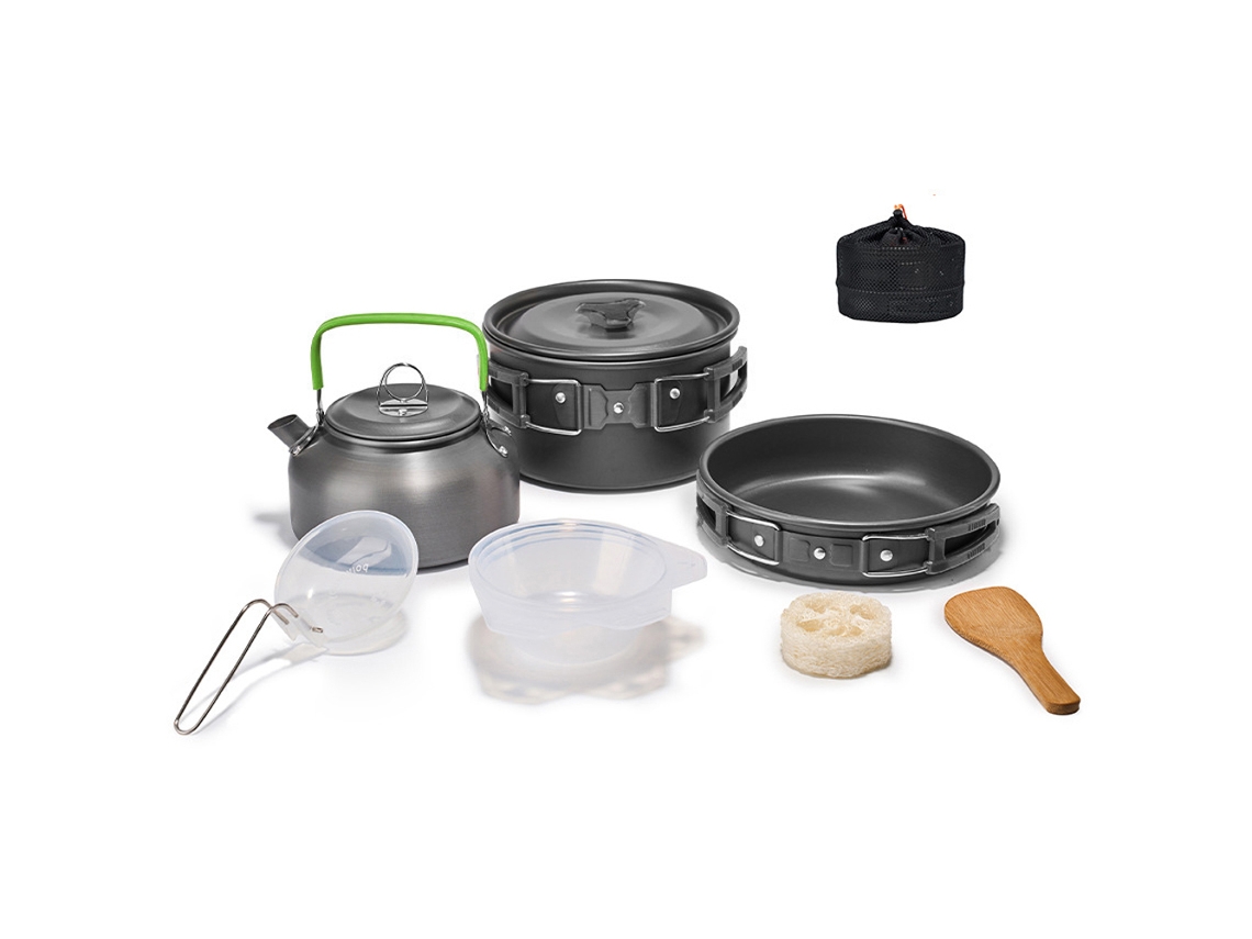 Juego De Utensilios De Cocina Portátiles Para Camping Y Senderismo Con Olla Y Sartén De Aluminio - Kit De Cocina Para Exteriores