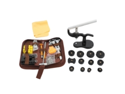 Kit de reparación de relojes con prensa, funda, pinzas, herramientas y abridor.