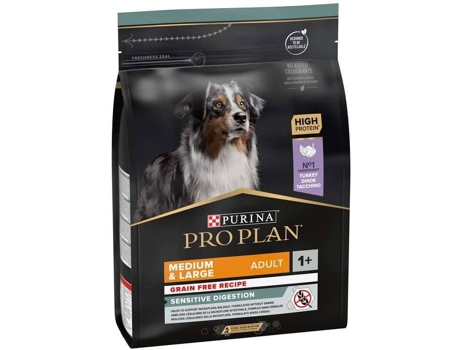 Pienso para Perros PURINA Pro Plan Grain-Free Medium & Large Sensitive Digestion (12Kg - Seco - Razas Medianas y Grandes - Adulto - Sabor: Pavo)