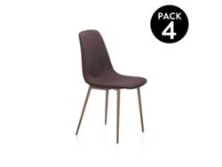 Pack 4 sillas de comedor Cai Piel marrón 43 x 87 x 42 cm