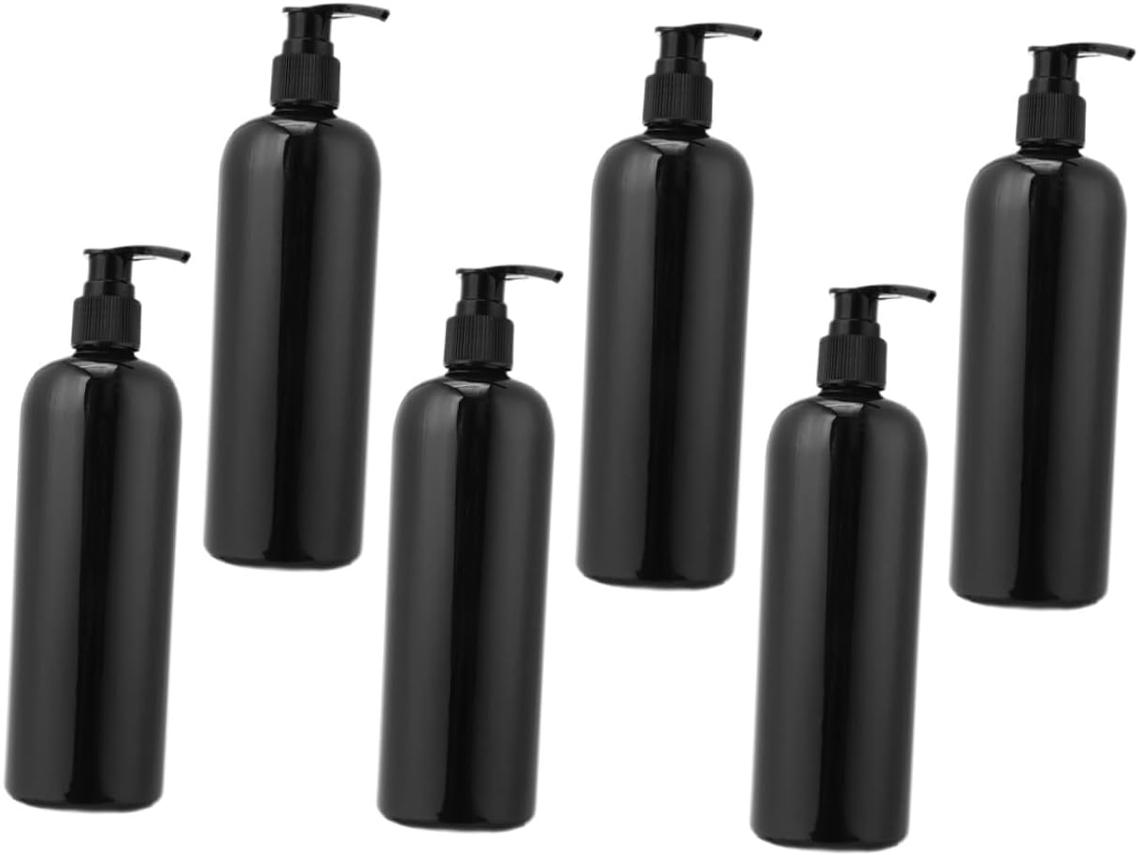 Juego 6 Botellas Rellenables Bomba Negra Dispensador Loción Champú Presión Prueba Fugas Uds Gel Baño