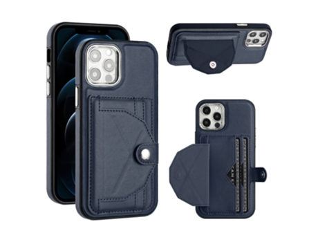 Funda Mobile Phone Cases Shockproof With Card para iPhone 12 Piel Marrón