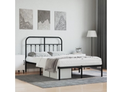 Estructura Cama Sin Colchón Con Cabecero Metal Negro 120x200 Cm