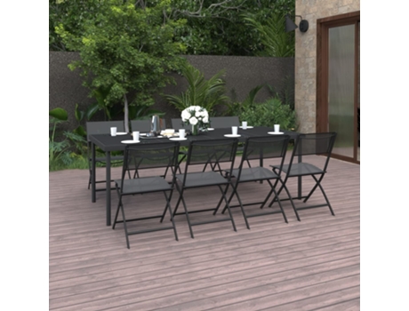 Conjunto 9 de comedor de jardín VIDAXL acero