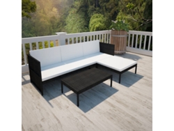 Conjunto de jardín de 3 piezas con cojines de mimbre negros de DKD Home Decor
