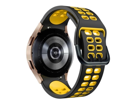Correa de Silicona bicolor con hebilla de doble orificio para Samsung Galaxy Watch 5 40mm/44mm/5 Pro 45mm - negro/amarillo