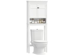 Armário Sobre Vaso Sanitário 2 Portas Compartimento Prateleira Branco 70x20x175