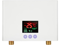 Calentador de agua instantáneo de pared con pantalla, ajuste de temperatura de 3 niveles y control remoto, ideal para el hogar, la cocina y el baño Zeuxo
