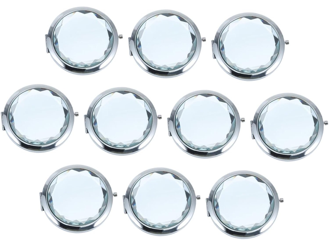 Lot De 10 Miroirs Cosmétiques Compactos Double Face Pliables, Miroir De Poche De Voyage Blanc
