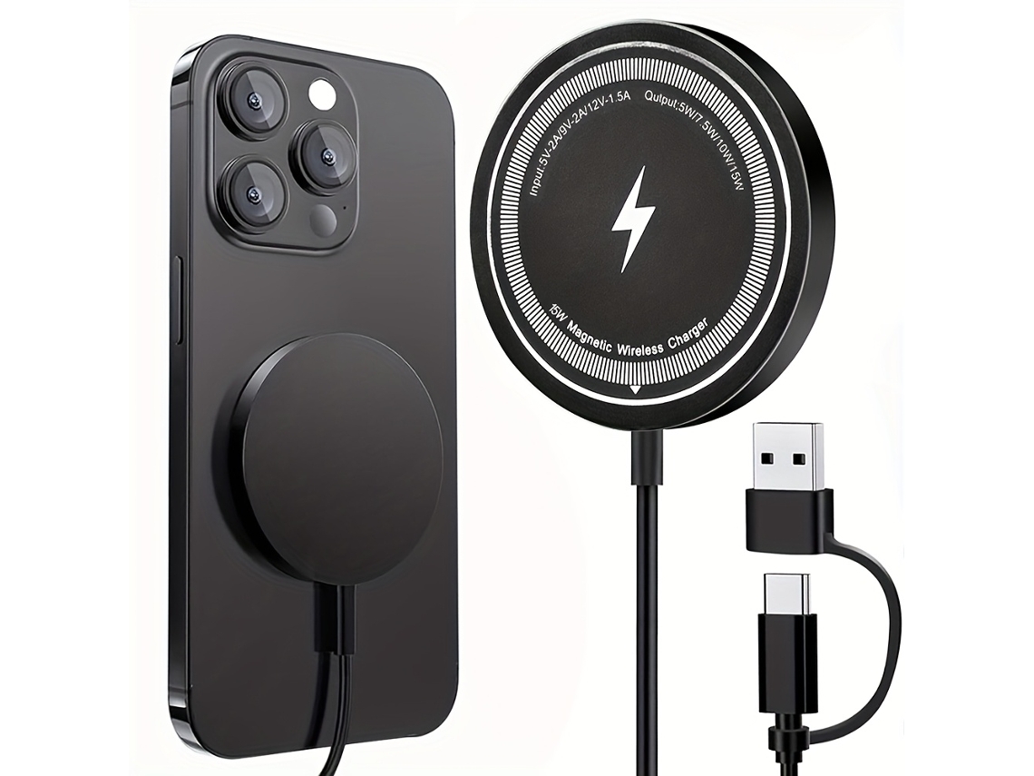 Cargador magnético de 15 W para iPhone con cubierta trasera inductiva STELASPLEN