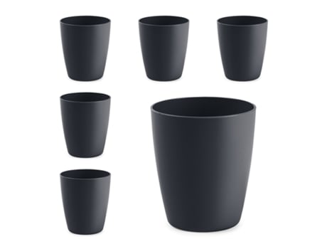Set de 6 Vasos de Agua Plastic Forte Classic de 400 ml Reutilizables. Ideal Fiestas. Grafito