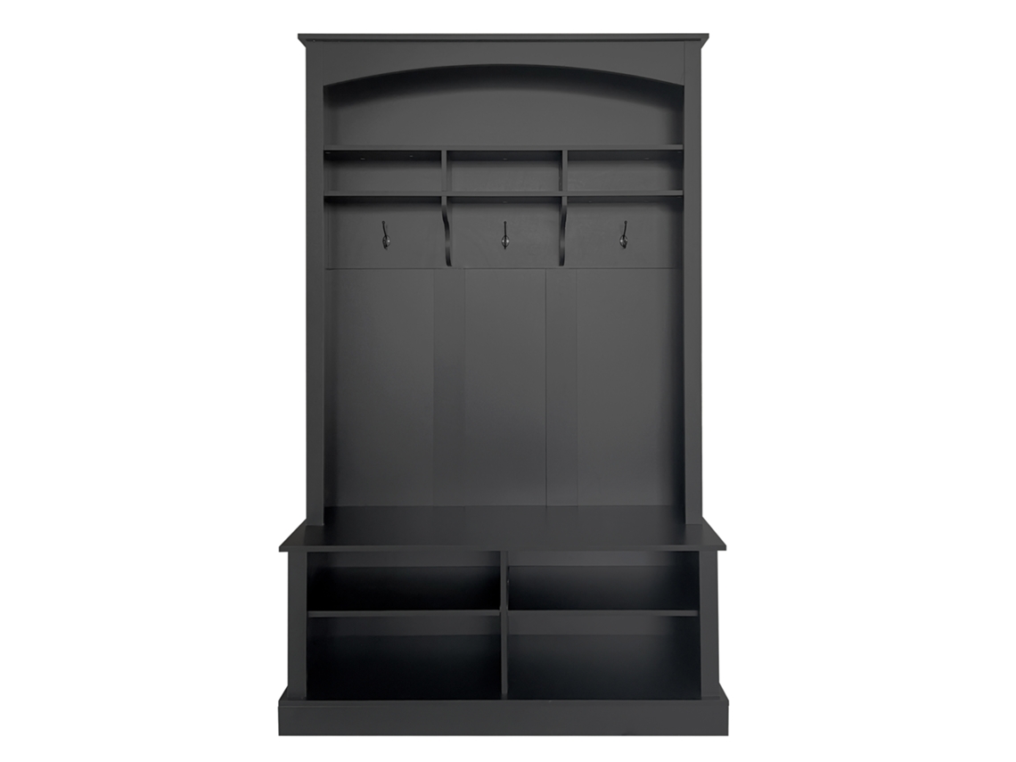 Guardarropa con perchero y banco zapatero 120x40x190 cm negro Mobrio